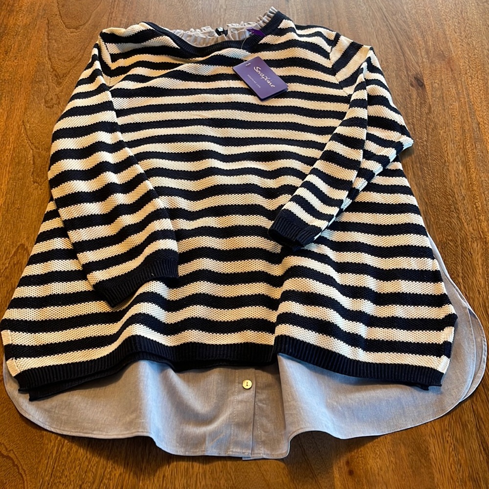Seraphine Cotton Maternity & Nursing Sweater with Detachable Collar
